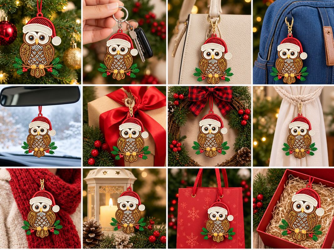 Owl Embroidery Ornament Design FSL Stickdateien Quirky Patterns Keychain - Image 5