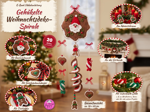 Crochet Pattern Christmas Spiral Decoration – Santa & Gingerbread