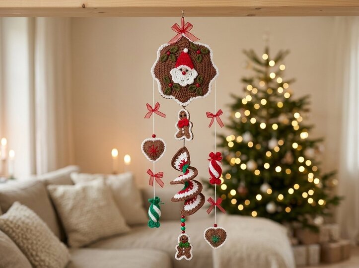 Crochet Pattern Christmas Spiral Decoration – Santa & Gingerbread