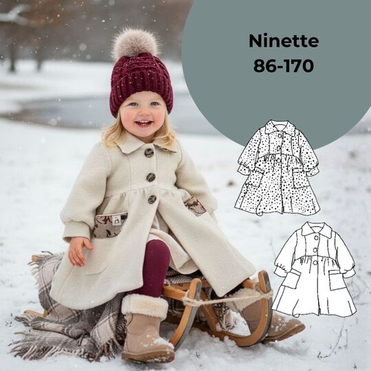 PDF Schnittmuster Kindermantel Ninette Gr. 86-170 + Nähvideo