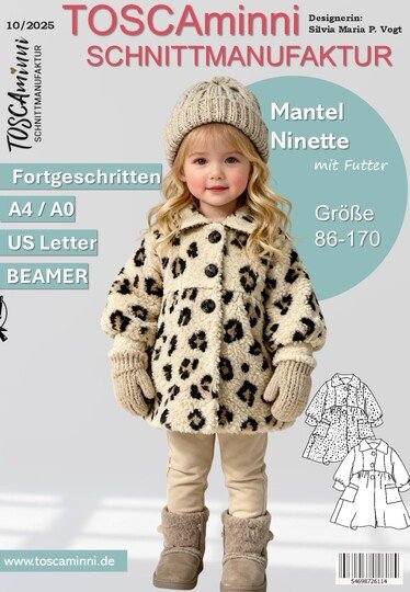 PDF Schnittmuster Kindermantel Ninette Gr. 86-170 + Nähvideo