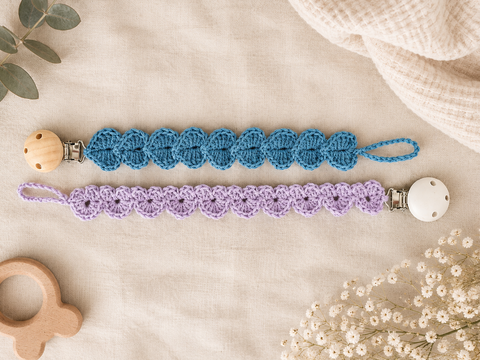Crochet Pattern Heart Pacifier Chains: Heart Trail & Heart Ribbon