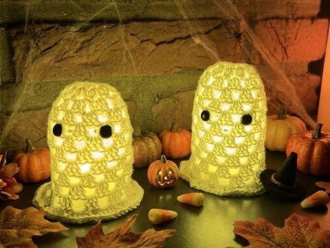 Häkelanleitung Geist Windlicht für Halloween