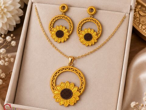 Freestanding Lace Sunflower Jewelry Set Machine Embroidery Pattern