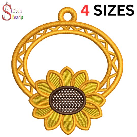 Freestanding Lace Sunflower Jewelry Set Machine Embroidery Pattern
