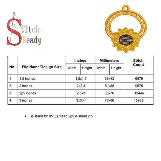 Freestanding Lace Sunflower Jewelry Set Machine Embroidery Pattern