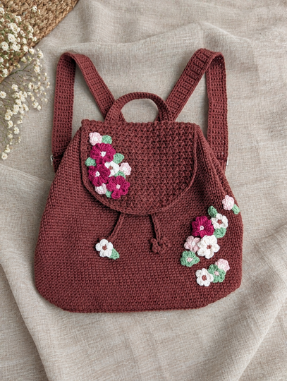 Vintage Häkelrucksack 'Herbstblumen' - Häkelanleitung (DE, EN)