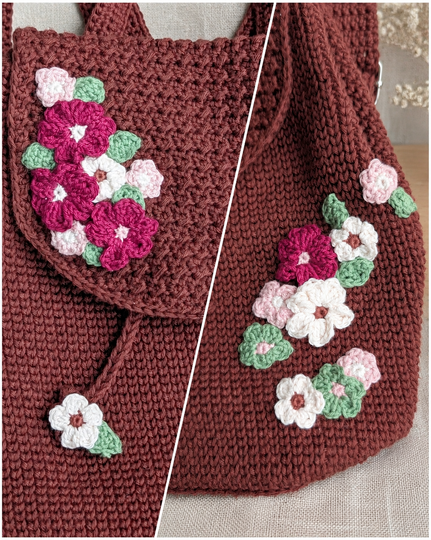 Vintage Häkelrucksack 'Herbstblumen' - Häkelanleitung (DE, EN)