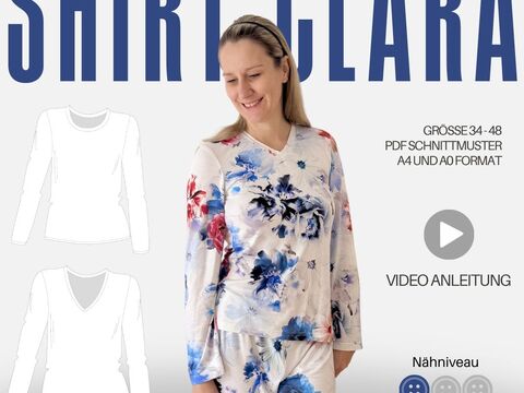 Schnittmuster Langarmshirt Clara | V-Ausschnitt oder Rundhals