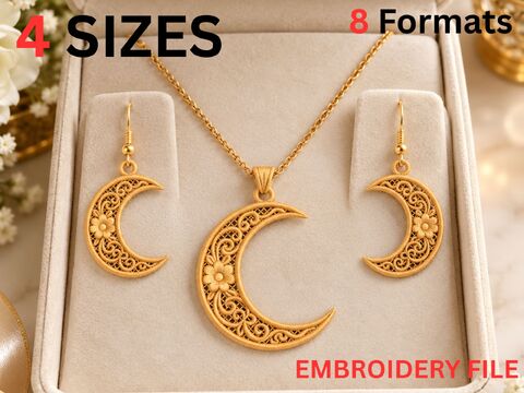 Beautiful Floral FSL Embroidery Design – Matching Earrings and Necklace