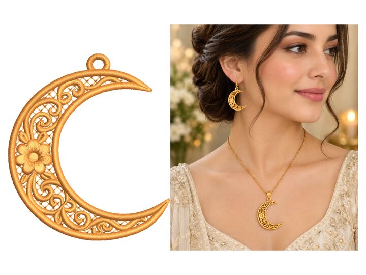 Beautiful Floral FSL Embroidery Design – Matching Earrings and Necklace