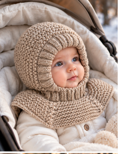 Baby Balaclava Knitting Pattern – Helmet Hat with Shoulder Cape 0–3 Months