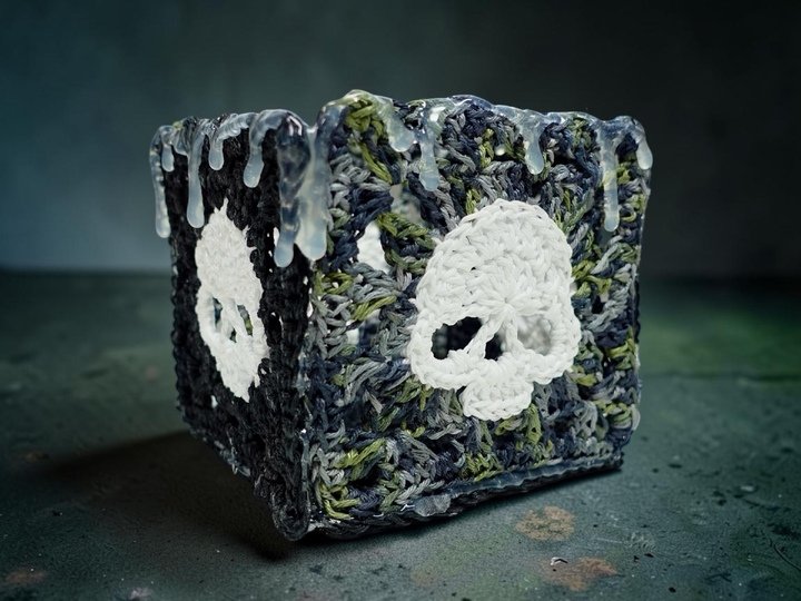 Totenkopf Granny Teelicht  - Häkelanleitung