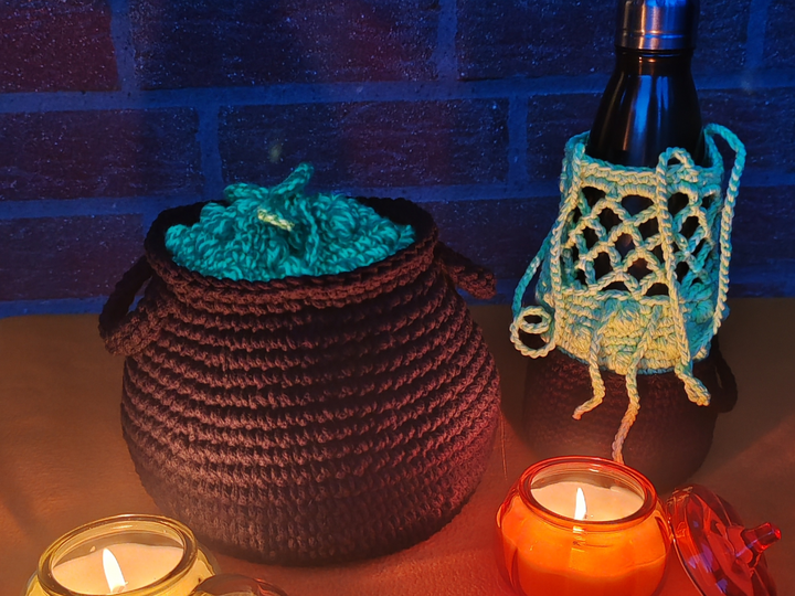 Witchy 3-in-1 Cauldron Pouch, Bottle Holder, Trick-or-Treat Basket