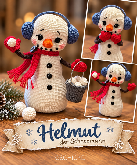Häkelanleitung Schneemann Helmut – Amigurumi mit Zubehör | PDF