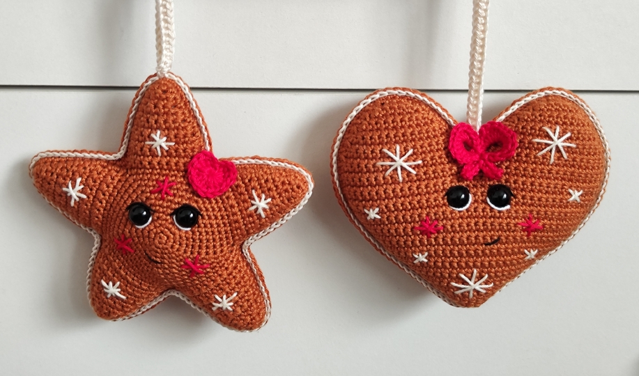 Häkelanleitung 2in1 "Lebkuchenpärchen Herzchen + Sternchen"