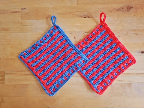 Häkelanleitung für die Topflappen Korallenblau