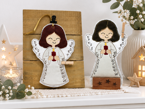 Stickdatei ITH Engel Adventskalender 13x18cm