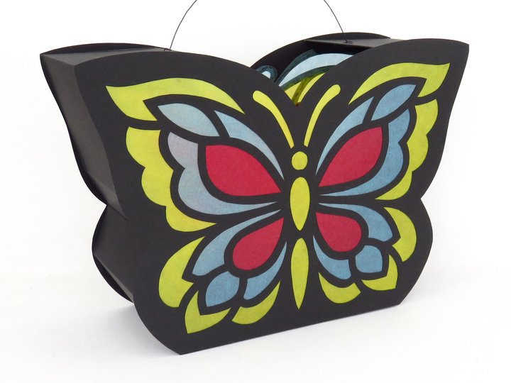 St.-Martins-Laterne – Schmetterling, dreifarbig – Bastelanleitung, Vorlagen