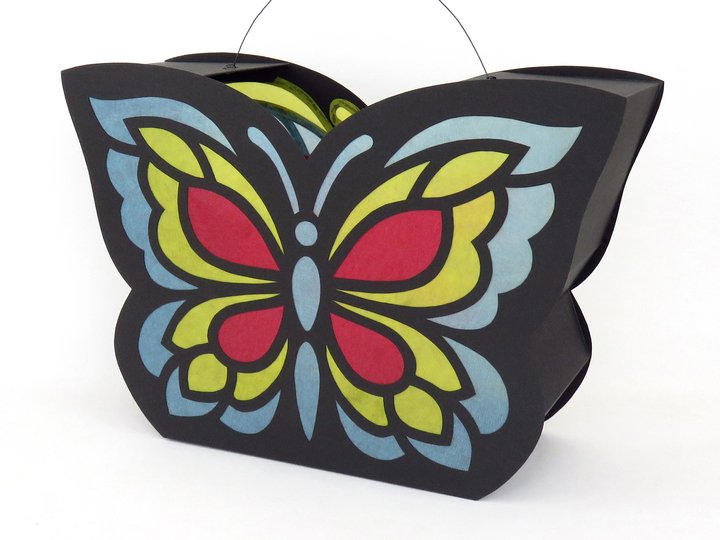 St.-Martins-Laterne – Schmetterling, dreifarbig – Bastelanleitung, Vorlagen