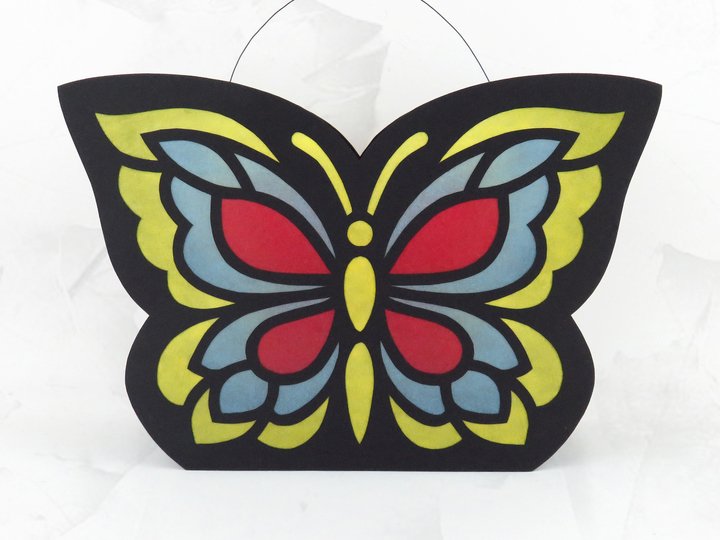 St.-Martins-Laterne – Schmetterling, dreifarbig – Bastelanleitung, Vorlagen