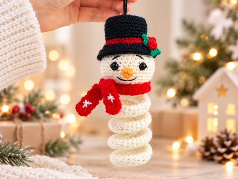 Häkelanleitung Spiral -Schneemann, WeihnachtsDeko