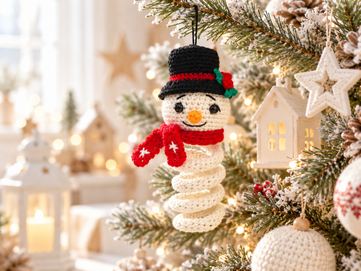 Häkelanleitung Spiral -Schneemann, WeihnachtsDeko