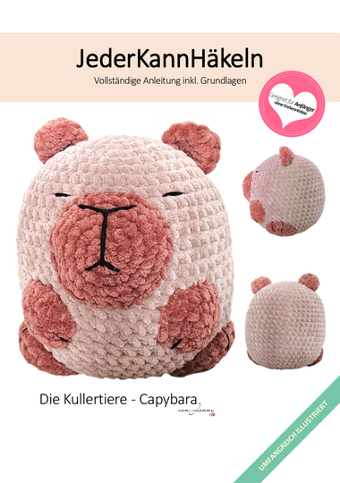 Die Kullertiere - Capybara häkeln – ausführliche Amigurumi Häkelanleitung