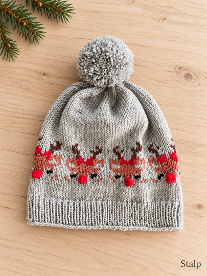 Kindermütze Rudolphine mit Bommel * Strickanleitung *