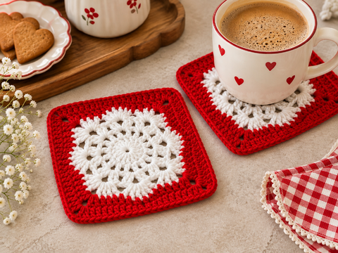 Granny Square Snowflake Coaster - Blanket Motif PDF Pattern and Video Tutor