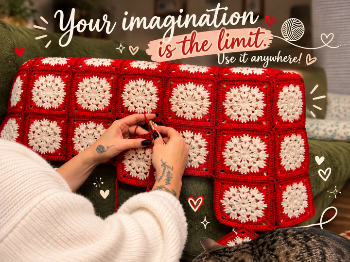 Granny Square Snowflake Coaster - Blanket Motif PDF Pattern and Video Tutor