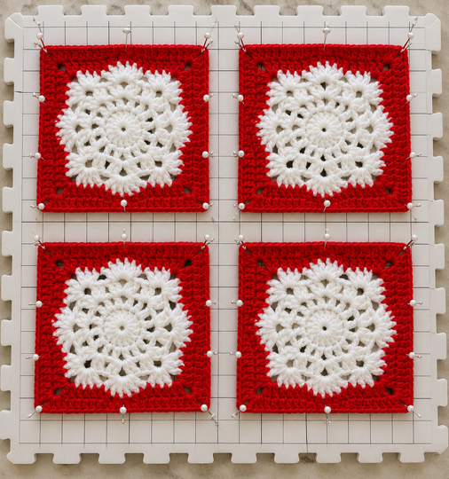 Granny Square Snowflake Coaster - Blanket Motif PDF Pattern and Video Tutor
