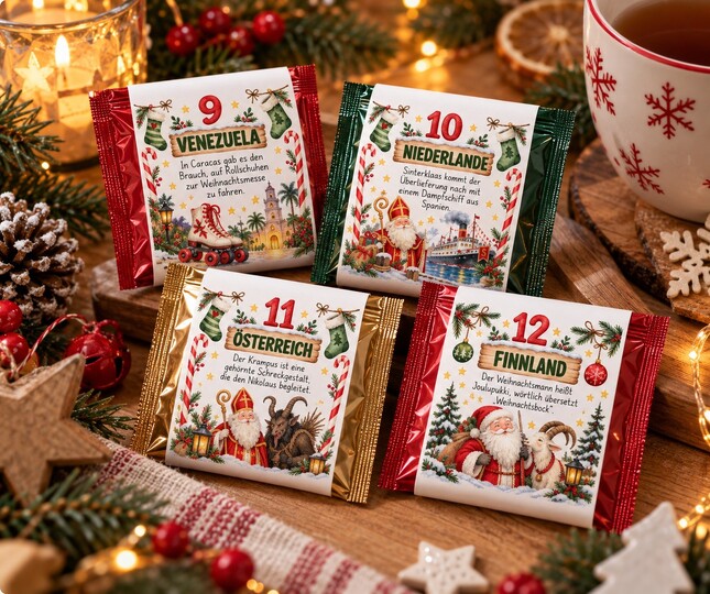 Tee-Adventskalender zum Ausdrucken | Weihnachtswissen aus aller Welt