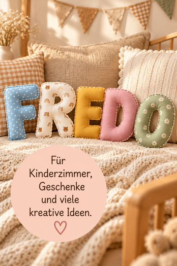 Stoffbuchstaben A–Z nähen – PDF-Schnittmuster für 26 Buchstaben