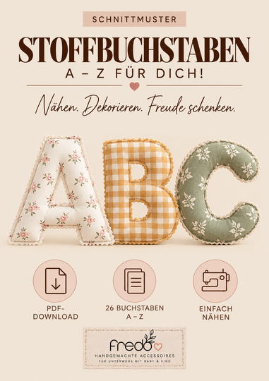 Stoffbuchstaben A–Z nähen – PDF-Schnittmuster für 26 Buchstaben