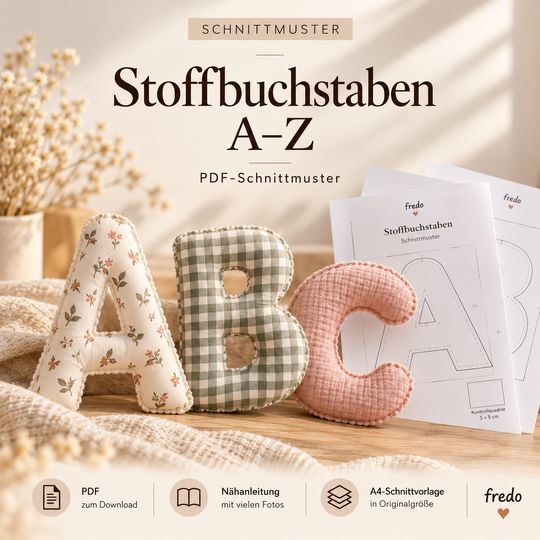 Stoffbuchstaben A–Z nähen – PDF-Schnittmuster für 26 Buchstaben