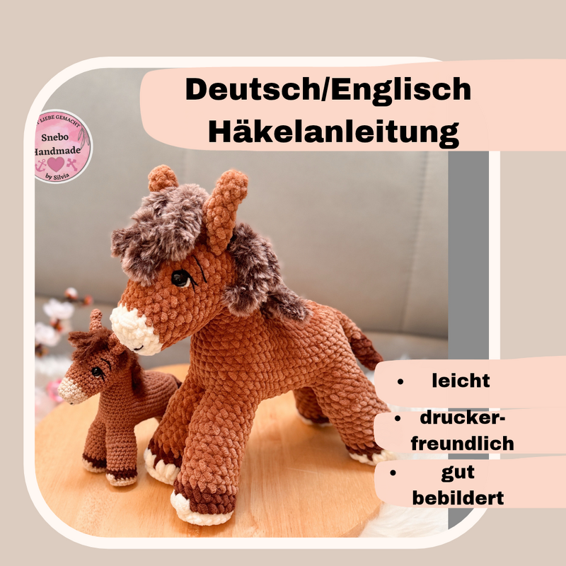 Deutsche/Englische PDF-Häkelanleitung zu Esel Don Alvaro