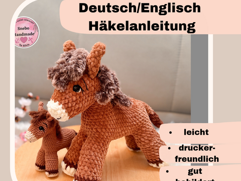 Deutsche/Englische PDF-Häkelanleitung zu Esel Don Alvaro
