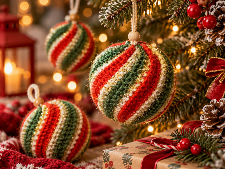 Christmas Tree Ornament Easy Spiral Ball Pattern PDF and Video Tutorial