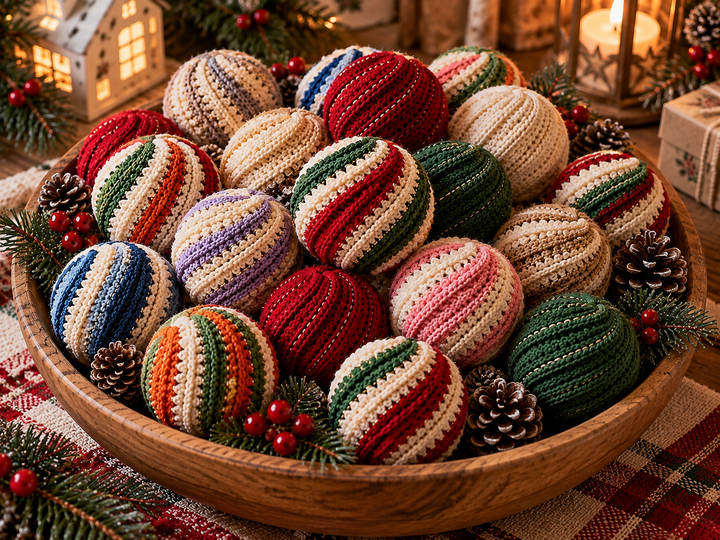 Christmas Tree Ornament Easy Spiral Ball Pattern PDF and Video Tutorial