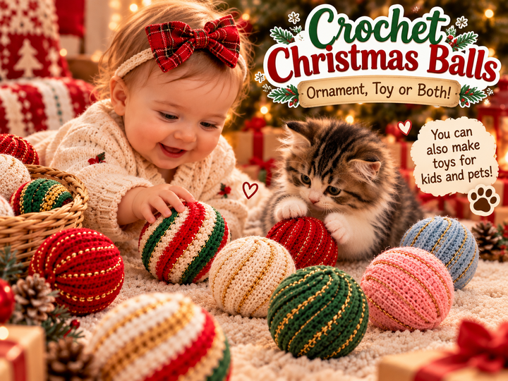 Christmas Tree Ornament Easy Spiral Ball Pattern PDF and Video Tutorial