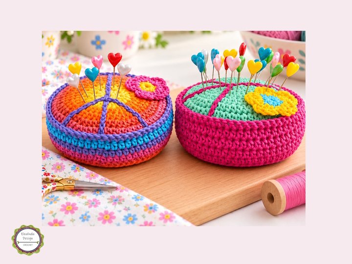 Häkelanleitung Peace Nadelkissen, Hippie Geschenkidee