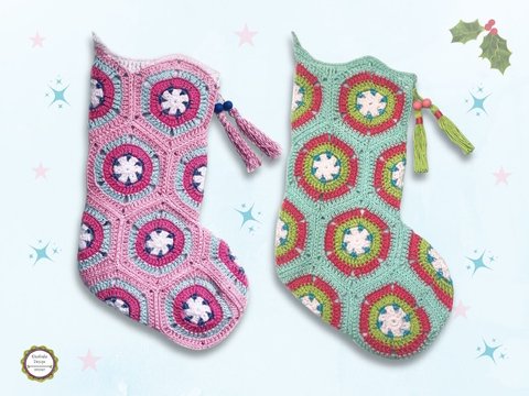 Häkelanleitung Nikolausstiefel, Granny Square Weihnachtsstrumpf