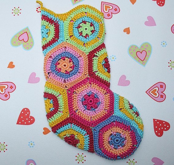 Granny Square Santa Stocking Crochet Pattern, Advent + Christmas Decoration