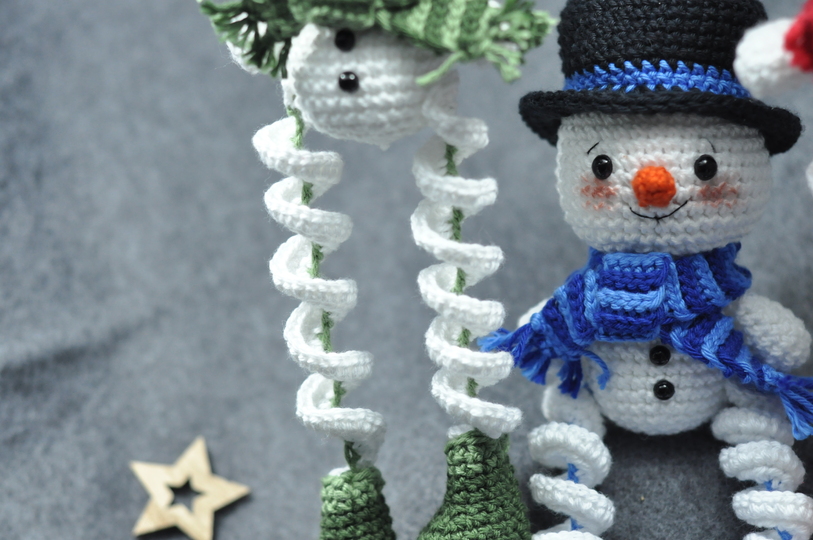 Crochet Pattern – Snowman Wind Spinner with 3 Different Hats
