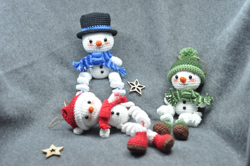 Crochet Pattern – Snowman Wind Spinner with 3 Different Hats