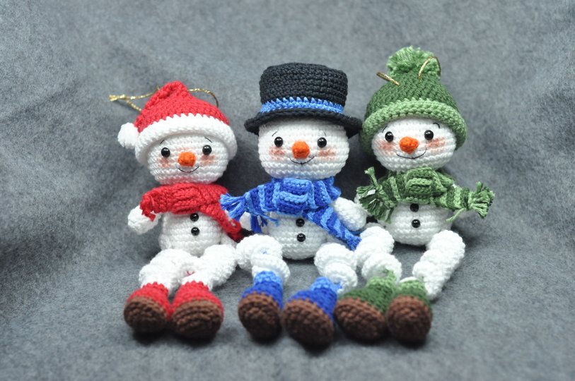 Häkelanleitung Schneemann-Windspiel mit 3 verschiedenen Mützen
