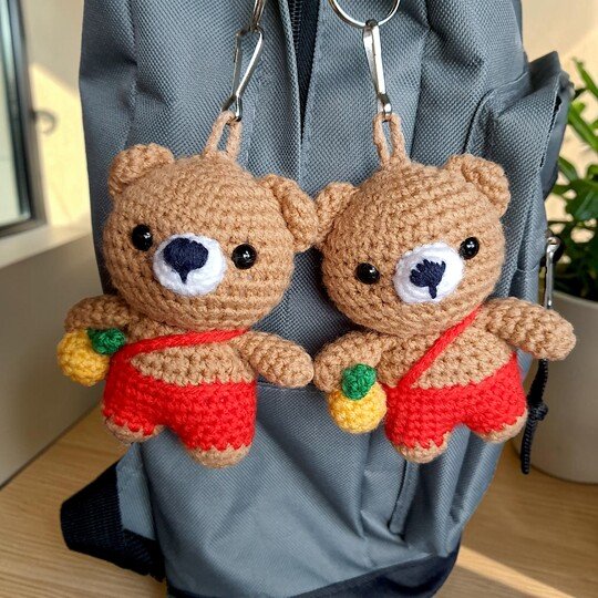 Bear Crab Bag Charm, Crochet Keychain Pattern, Mini Pocket Pet