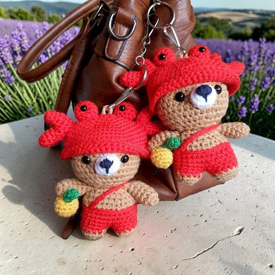 Bear Crab Bag Charm, Crochet Keychain Pattern, Mini Pocket Pet