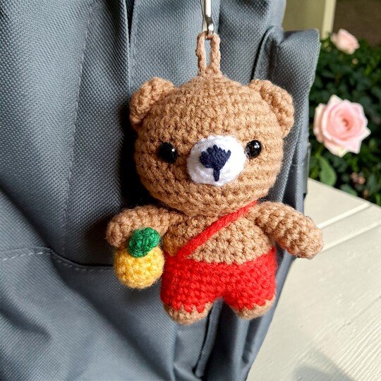 Bear Crab Bag Charm, Crochet Keychain Pattern, Mini Pocket Pet